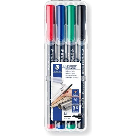 Staedtler Lumocolor 317 WP Estuche de 4 Colores Surtidos punta media permanente
